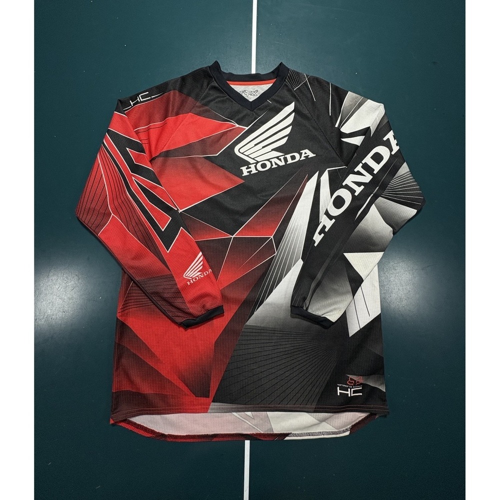 Vintage Fox Racing Honda HC Motocross Jersey Men's Large Black Red Spell Out
